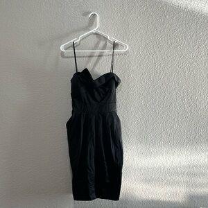 Intrigue Black Bow Sweetheart Neckline Cocktail Party Mini Dress Size 12 TC0697